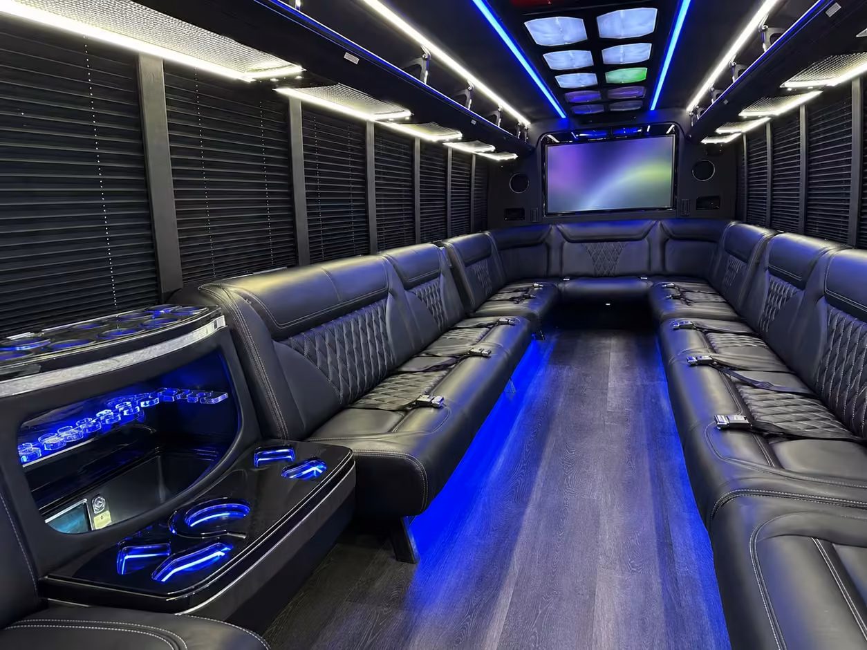 15 passenger party bus interior